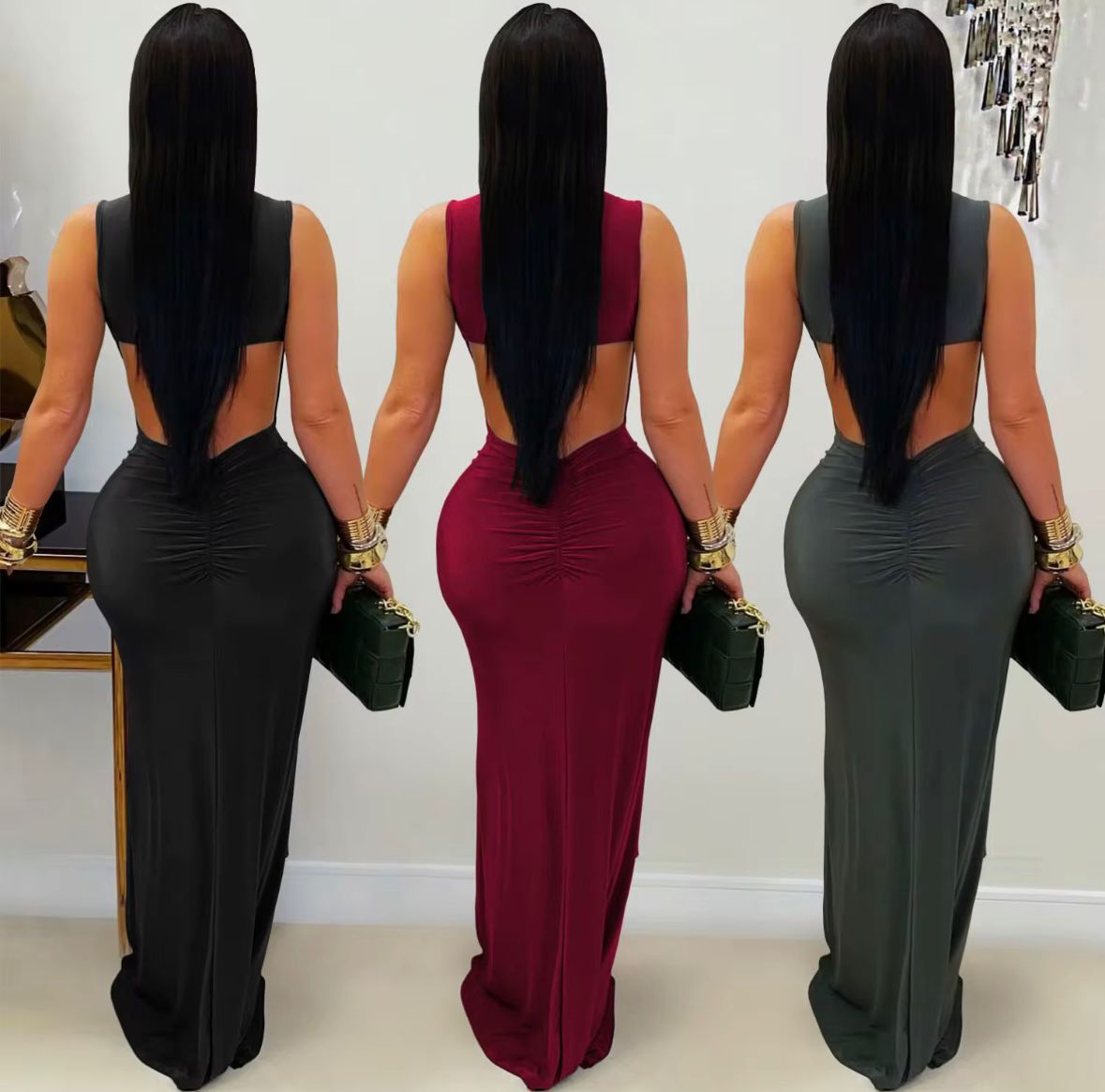 Vestido de Gala Elegante con Nudo Frontal