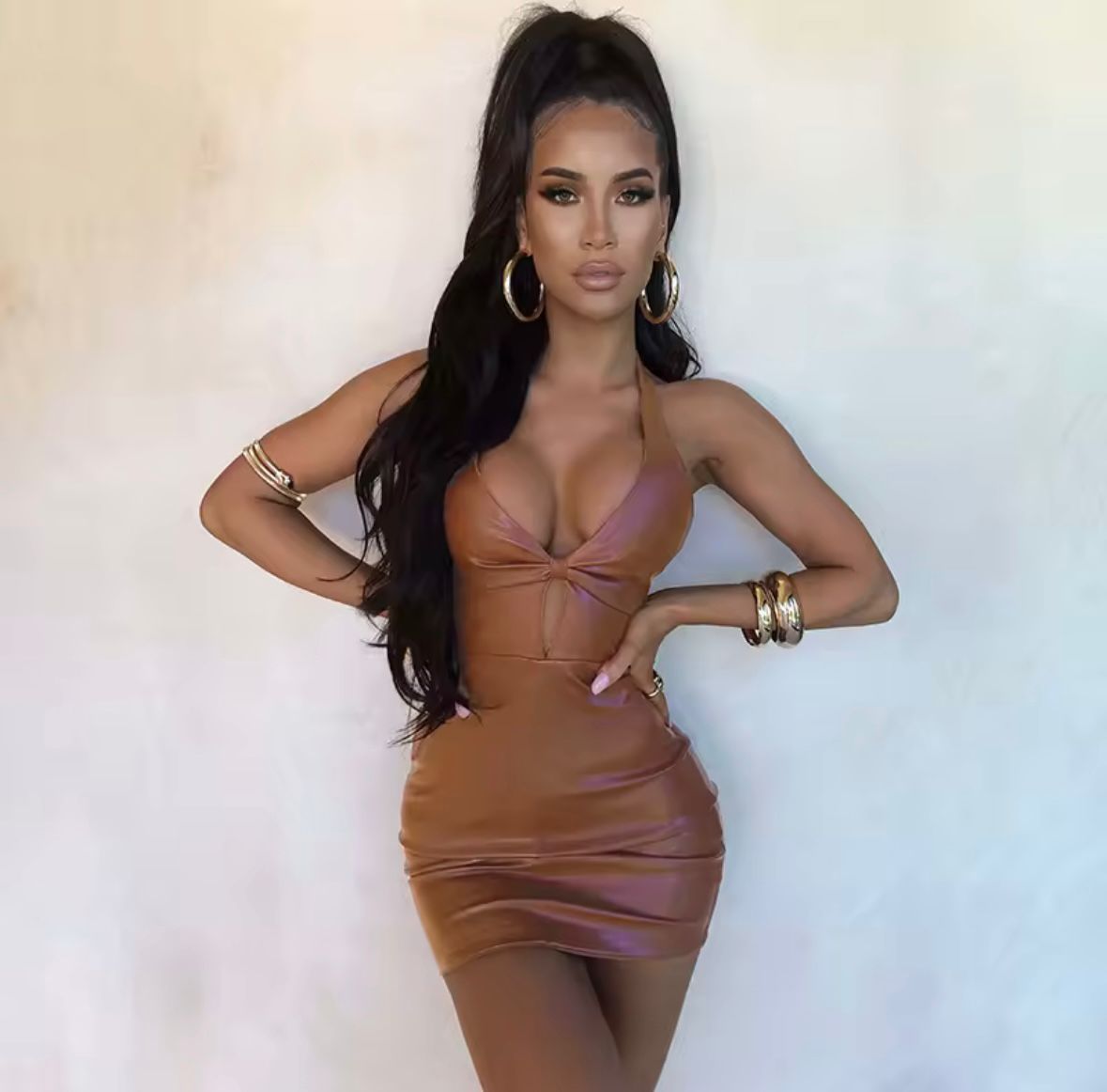 Vestido de Fiesta en Efecto Cuero