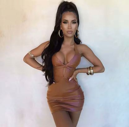 Vestido de Fiesta en Efecto Cuero