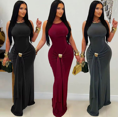 Vestido de Gala Elegante con Nudo Frontal
